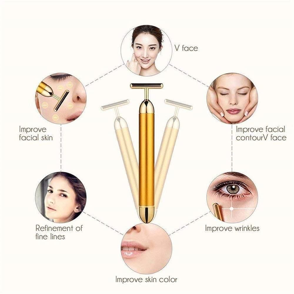 24K Gold Energy Beauty Bar – Electric Facial Massage Roller