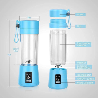 Portable USB Electric Juicer Bottle 6 Blade Rechargeable Blender – 380ML