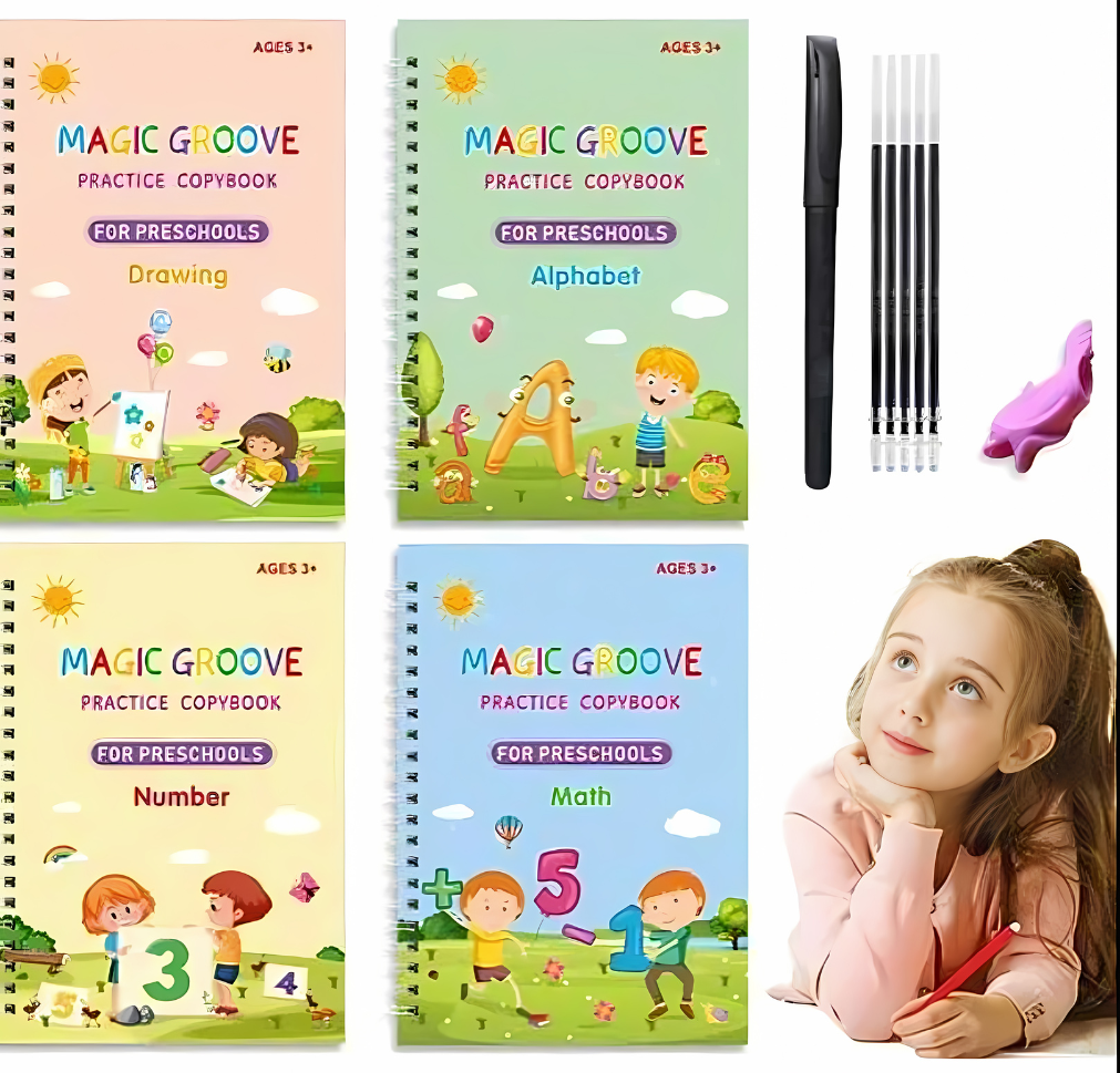 Bundle of 4 Magic Copybooks+1 MagicPen+10 Refills for your kids